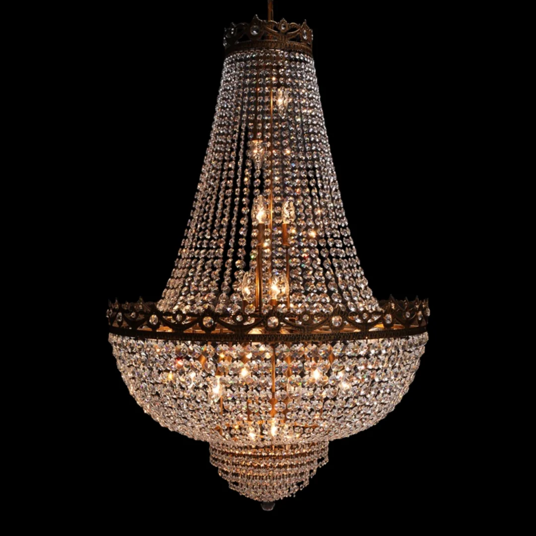 Antik-Look Kronleuchter, Vintage Lampe aus Kristall von Light Delux Berlin
