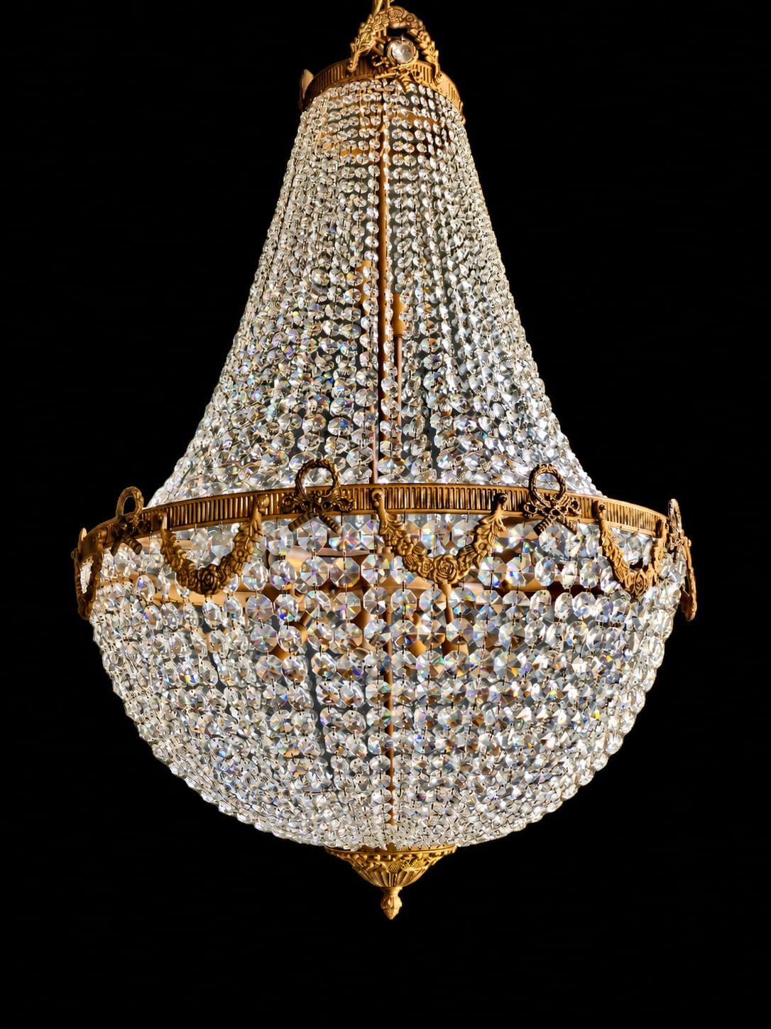 Korblüster im Biedermeier-Stil, Kristall Kronleuchter von Light Delux