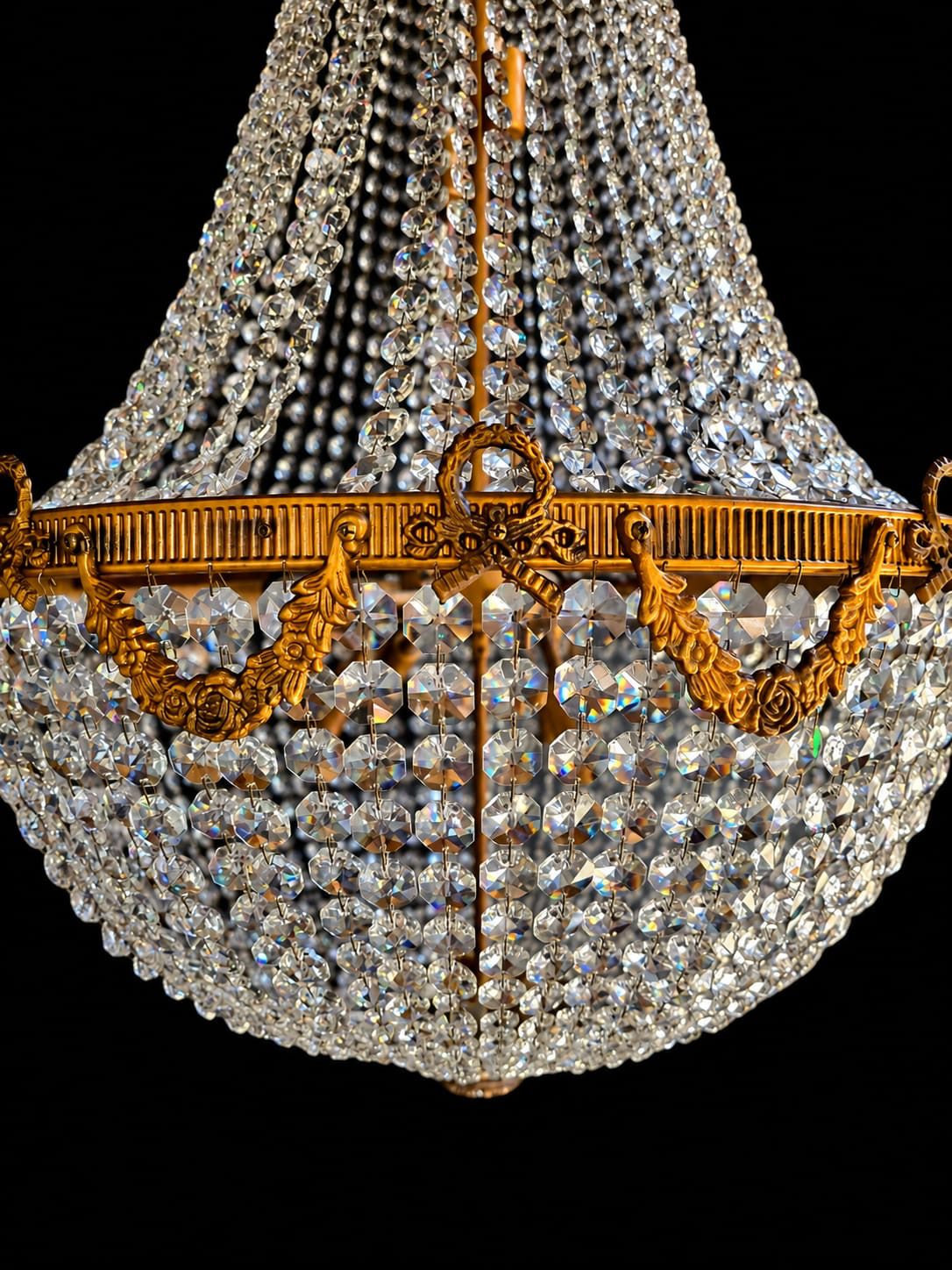 Korblüster im Biedermeier-Stil, Kristall Kronleuchter von Light Delux
